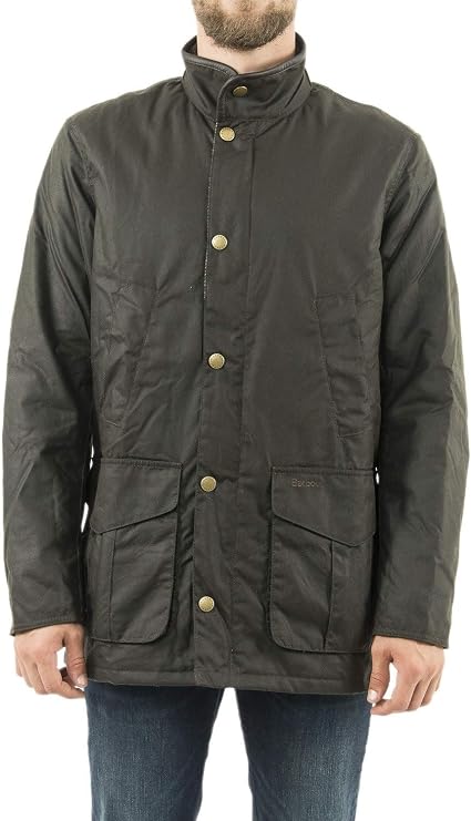Barbour Mens Hereford Wax Cold Weather Warm Trucker Jacket Green L