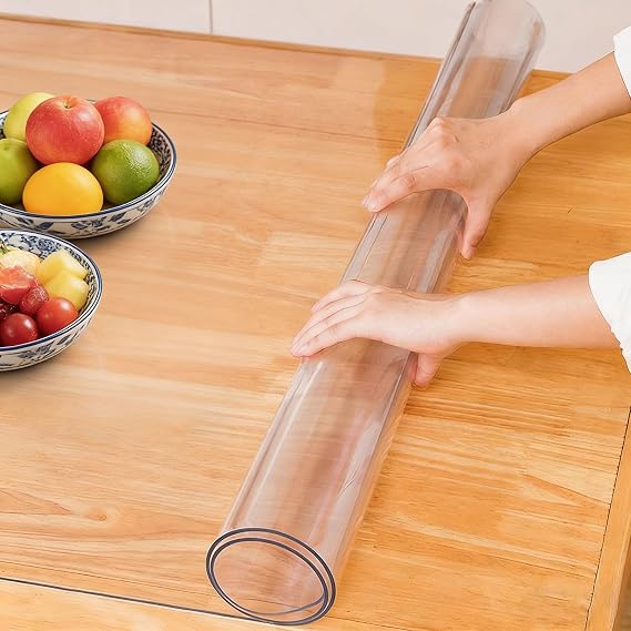 Tablecloth Transparent 54 x 160 cm Rectangle, Odorless, Stain Resistant Waterproof Durable Dust Heat Resistant Desk Mat by Pvc for Water, Oil, Thick Cut, Heat Rectangular Kitchen Dining Room Putty and