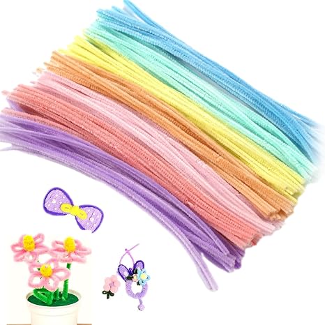 100Pcs Coloured Pipe Cleaners for Craft,30cm Pipe Cleaners Pipecleaners for Craft Flowers Soft Fluffy,Handmade DIY Crafts Used Making Flower Garlands,Holiday Decorations Children Gifts Halloween Decor