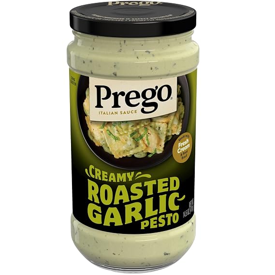 Prego Creamy Roasted Garlic Pesto Pasta Sauce, 14.5 oz Jar