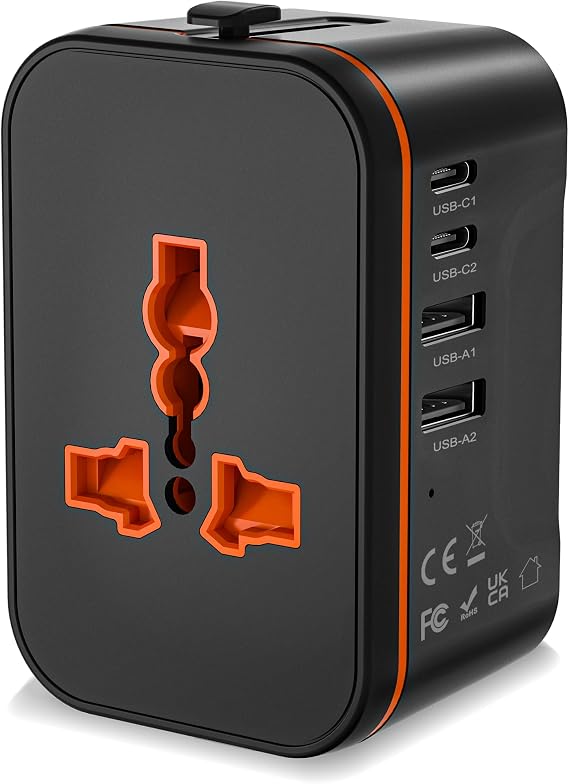 Universal Travel Adapter Worldwide with 2 USB C and 2 USB A Ports, International Travel Plug Adapter Worldwide USB Travel Adaptor All in One Universal Charger Power Adapter for European EU US UK AUS