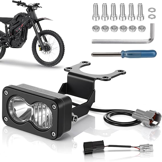Motorcycle LED Headlight 10W Off-Road Spot Light with Bracket IP68 Rated Water-Resistant Compatible with Sur-Ron Light Bee X S Segway X260 Talaria Sting MX3 MX4 3 Inch White Light