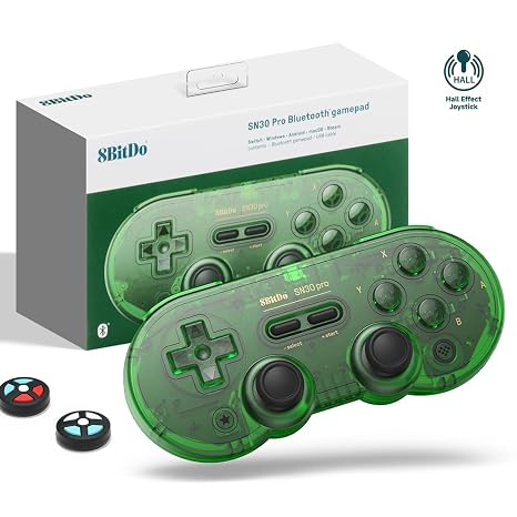 8Bitdo SN30 Pro Bluetooth Controller, Hall Effect Joystick (Jade Green)