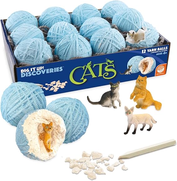 MindWare Dig It Up Discoveries: Cats Party-Sized 12-Pack of Educational Discovery Digs for Kids with Tools & Fun Facts Learn All About Cats!