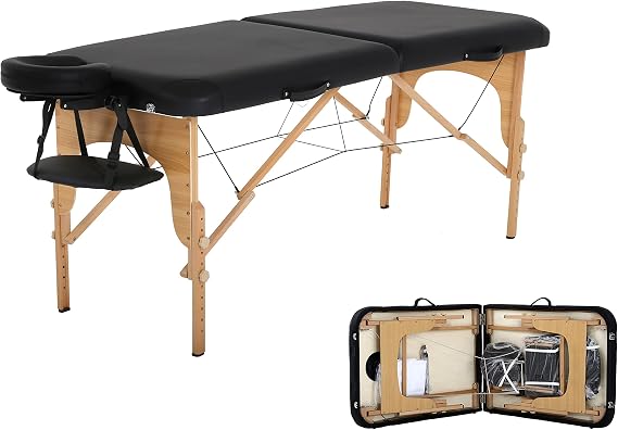 Massage Tables Portable Lash Bed 73 inch Tattoo Table, Height Adjustable Portable Spa Bed, 2 Folding Chiropractic Table w/Carry Case/Face Cradle/Hand Pallet/Bolster for Physical Therapist