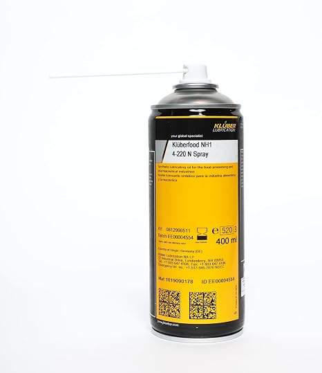 Kluber Lubrication KLUBERFOOD NH1 4-220 N Synthetic Lubricating Oil for The Food-Processing & Pharmaceutical Industries 400ml Spray