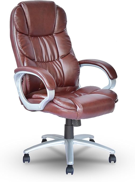 High-Back Executive Office Chair, Height Adjustable PU Leather Chair Ergonomic Computer with Big and Tall Backrest Soft Cushion, Rolling Swivel Padded Armrest for Home Black
