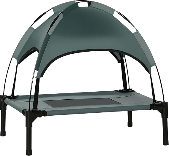 PawHut Outdoor Dog Bed Removable Canopy Small Pets 61 x 46 x 62 cm Grey