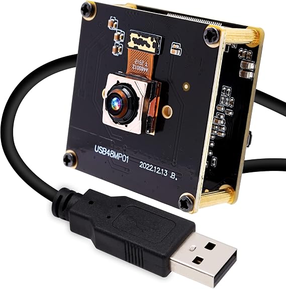 ELP 48MP Fast Autofocus USB Camera Module with 70degree No Distortion Lens for Computer Mini UVC USB2.0 Industrial Webcam Board 8000 * 6000 USB with Camera for Laptop PC Raspberry pi Jetson Nano