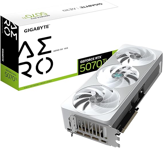 GIGABYTE GeForce RTX 5070 Ti AERO OC 16G Graphics Card, 16GB 256-bit GDDR7, PCIe 5.0, WINDFORCE Cooling System, GV-N507TAERO OC-16GD Video Card