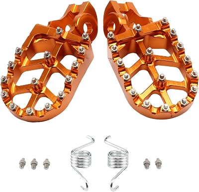 PowerMotor Dirt Bike CNC Foot Pegs Motorcycle Footrest Rests Pedals for SX SXF EXC XC XCF XCW SMC 50 65 85 125 150 200 250 350 450 530 Rests FootpegsOrange