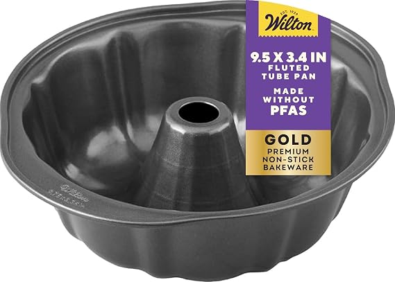 Wilton Gold Non-Stick Fluted Tube Cake Pan, Made Without PFAS, 9.49 in