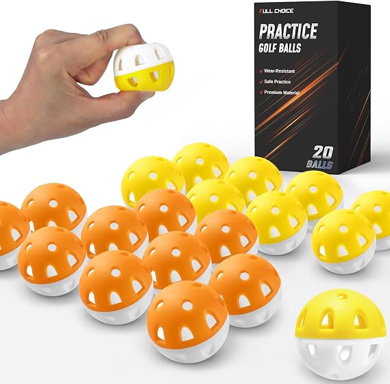 Wear-Resistant Practice Golf Balls (20 Pack), High Visibility for Easy Tracking, Limited-Flight, Golf Balls Design, Indoor & Outdoor
