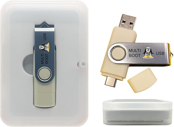 Linux 8-in-1 Multi-Boot USB OS Collection Set for PC | Includes Ubuntu, Fedora, Tails, Kubuntu, Elementary and more for live boot or install use, 32GB USB Flash Drive