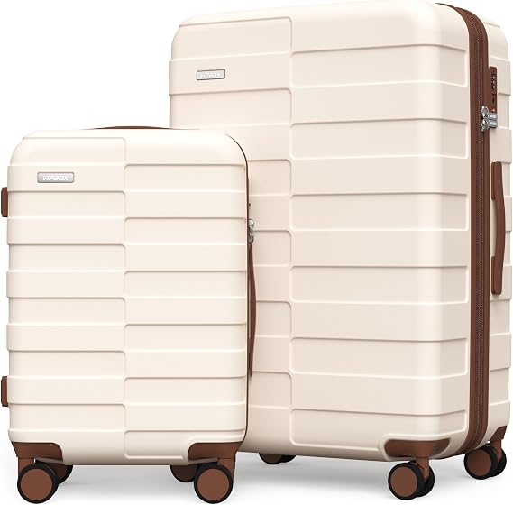 Vipbox Suitcase Sets 2 Piece 20/28 Inch Hardside PC Travel Suitcase, White