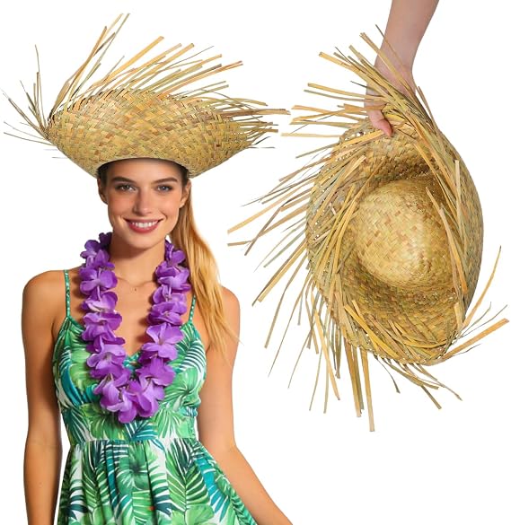FOMIYES Puerto Rican Pava Straw Hat for Men and Women Beachcomber Hats