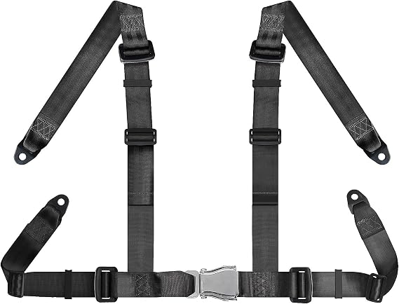 Yakitoko Universal 4 point Safety Harness Set 2" Fits Go Kart,UTV,ATV,Racing Black