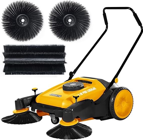 Industrial Walk-Behind Hand Push Floor Sweeper, 41" Cleaning Width