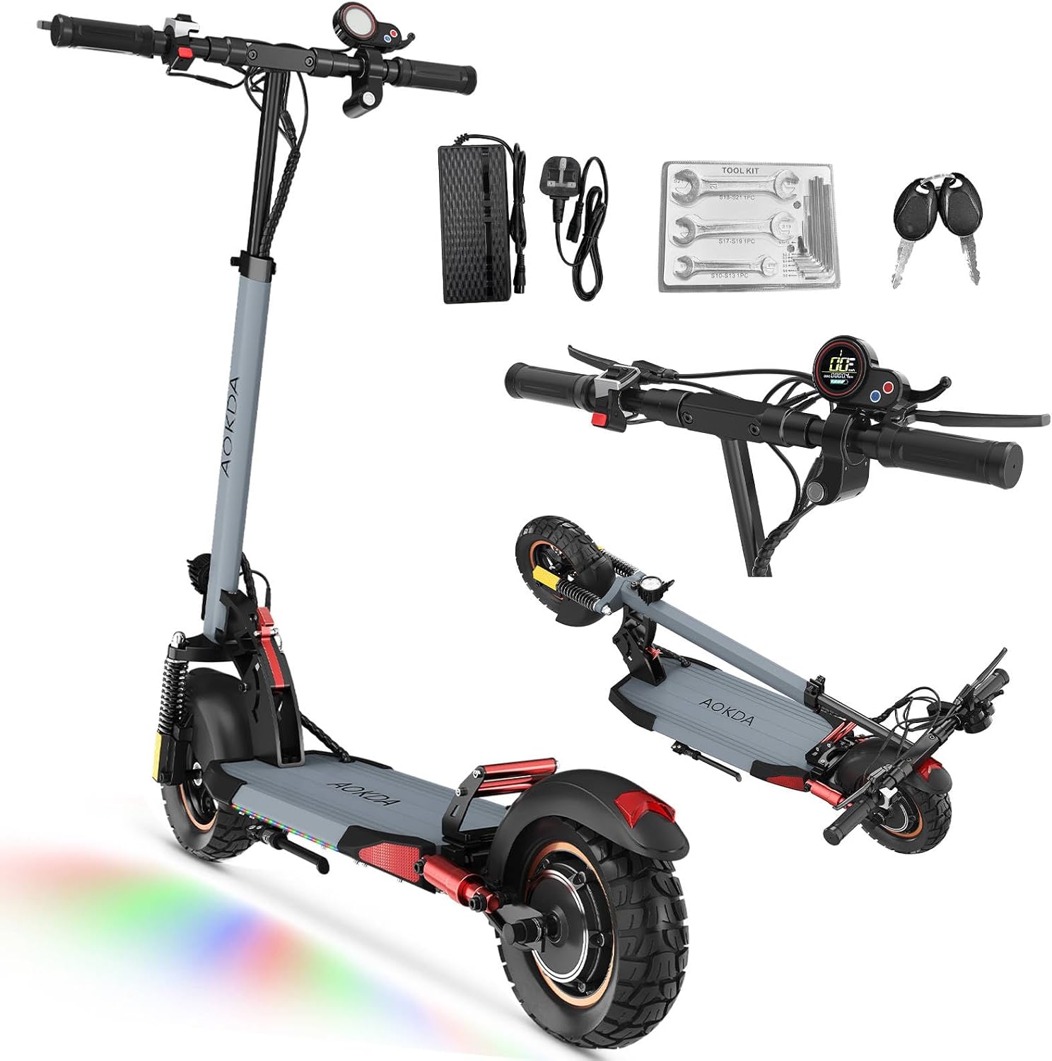 Electric Scooter for Adult 800W - Adult Electric Scooter 10 Offroad Escooter, 28MPH Fast Electric Scooters, 30-35KM Long Range Fast ElectricScooter for Commuting 48V 12.5AhBlackGrey