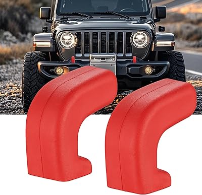 CZC AUTO Front Tow Hooks Covers Fit for 2007-2025Jeep Wrangler JL Gladiator JT 4XE JK,Red