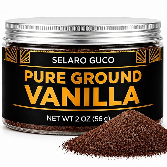Vanilla Bean Powder - 2 oz - 100% Pure Ground Madagascar Vanilla Powder - SELARO GUCO For Cooking, Baking, Additional Flavoring - Add To Coffee, Tea, Yogurt, Shakes - Raw, Unsweetened, No Fillers or Additives