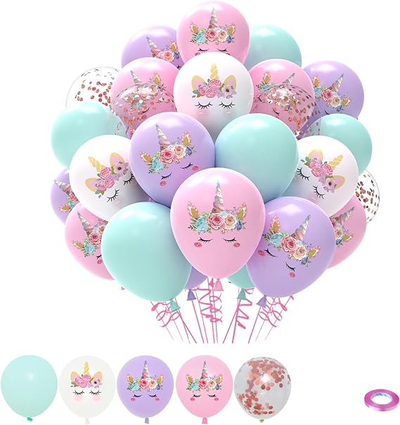 51Pcs Unicorn Pastel Balloons Macaron Colors for Birthday Party Decor