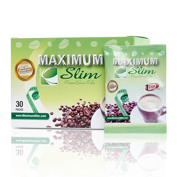 Maximum Slim Original Green Coffee Premium 4-in-1 Formula with Natural Herbal Extracts for Energy & Vitality. Creamy & Delicious for Maximum Satisfaction. No Messy Side Effects-Made in the USA-30 Ct