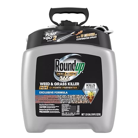 Roundup Dual Action 365 Weed & Grass Killer + 12 Month Preventer, 1.33 gal. | Weed Killer with Pump 'N Go 2 Sprayer, Kills & Prevents for up to 1 Year