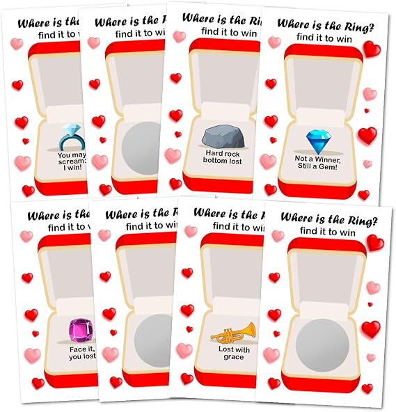 Where Is The Ring? Wedding or Bridal Shower Scratch Off Game, 40 Pack, Fun & Easy Wedding Shower Game for Guests, Engagement Party, Bachelorette Party, and Bride-to-Be Celebration Scratch Off Cards.