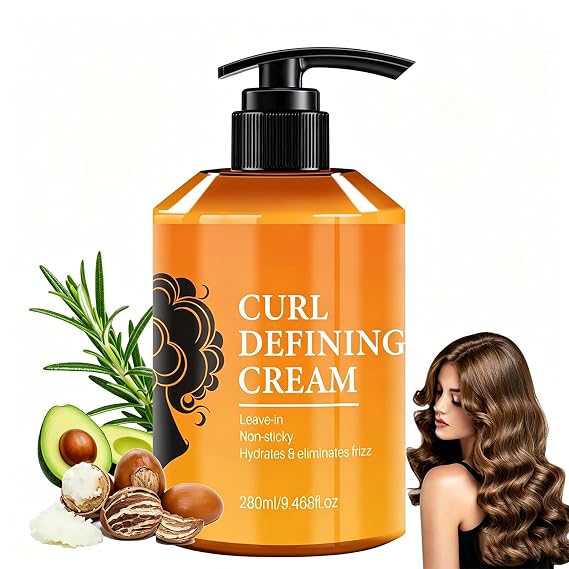 Curl Defining Cream- Hydrating Argan Oil Hair Mask Curl Cream for Enhances Wavy Hair and Curly Hair, Smoothing Curling Creams Detangles, Conditions and Reduces Frizz - 9.468 Oz