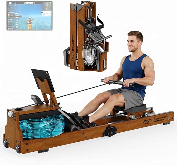JOROTO Water Rowing Machine for Home, Foldable, Wooden 16L Water Tank