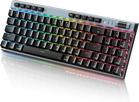 RGB Mechanical Gaming Keyboard, 78 Keys Hot-Swap Mechanical Keyboard With Magnetic Red Switches, Ergonomic Keyboard with Aluminum Cover/Media Keys/Software/Dual System Wired Keyboard for PC/Mac Gamer