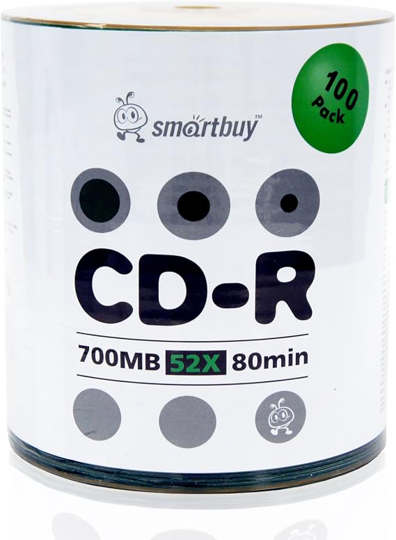 Smartbuy 100-disc 700mb/80min 52x Cd-r Logo Top Blank Recordable Disc + Free Micro Fiber Cloth