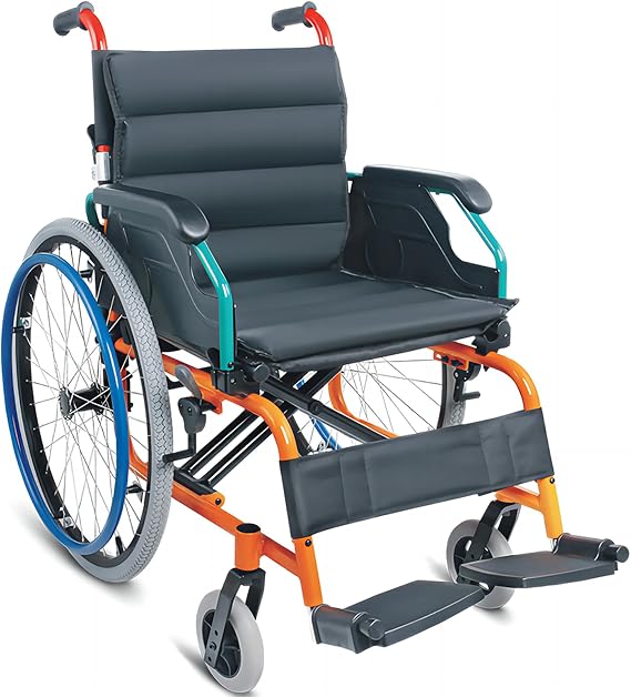 Ultra-Lightweight Kids Pediatric Wheelchair for Cerebral Palsy Children - Extra Narrow Seat, Foldable Manual with Safety Belt, Swing-Away Foot Support and Dining Table Included (Size : 15'')