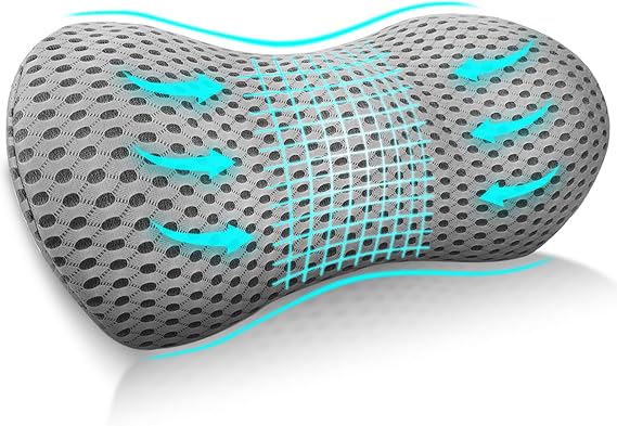 Lumbar Support Cushion,Memory Foam Back Support Cushion,Ergonomic Lower Back Supports Cushions,Suitable for Offices,Car Seats,and Back Supports Pillows During (Grey)