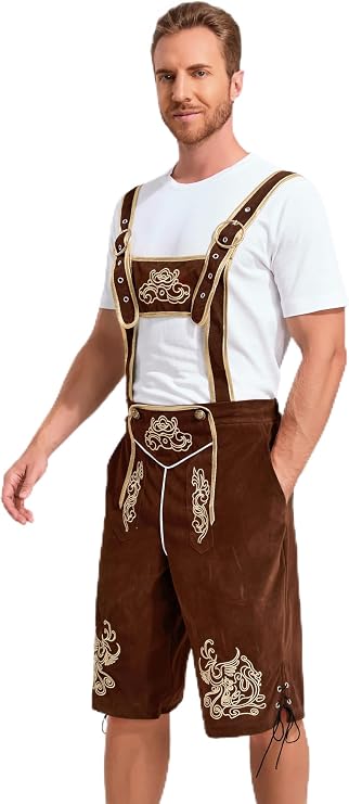 Khanda Men's Bavarian Oktoberfest Lederhosen Costume for Adult Men