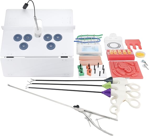 Full Set Laparo Trainer Simulator Training Box with HD Camera and 8 Training Modules and 4 Training Kits for Students and Resident.