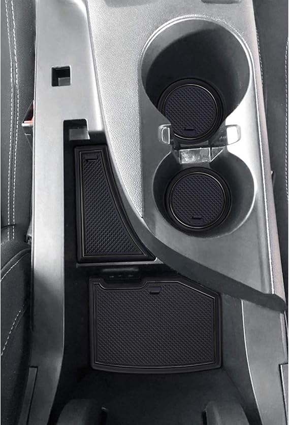 Accessories for Chevy Camaro 2016-2021 2022 2023 2024 Interior Non-Slip Anti Dust Cup Holder Inserts, Center Console Liner Mats, Door Pocket Liners 9-pc Set (Black Trim)
