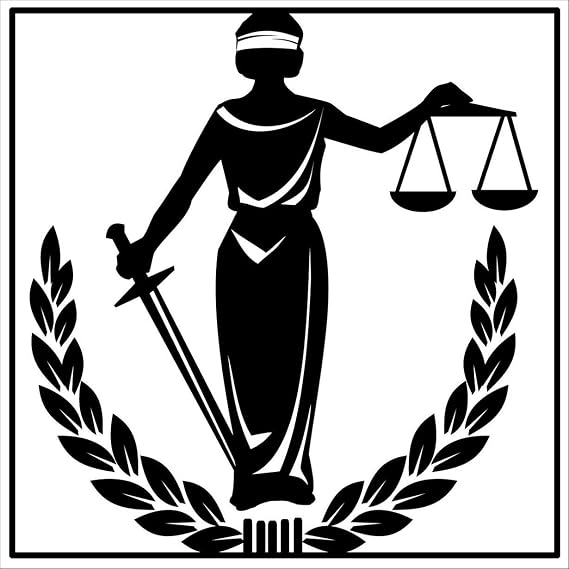Blind Justice Symbol Sticker (Legal Law Lawyer Judge Logo Insignia)