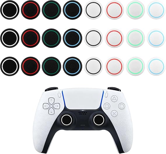 24PCS Thumb Grips, Silicone Non slip Controller Grips, Noctilucent Joystick Controller Performance Replacement Compatible with PS2, PS3, PS4, PS5, Xbox 360, Xbox One, Switch Pro Controller