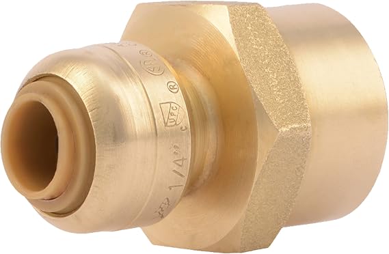 SharkBite 1/4 (3/8 inch OD) x 1/2 Inch FNPT Reducing Adapter, Push To Connect Brass Plumbing Fitting, PEX Pipe, Copper, CPVC, PE-RT, HDPE, U066LFA