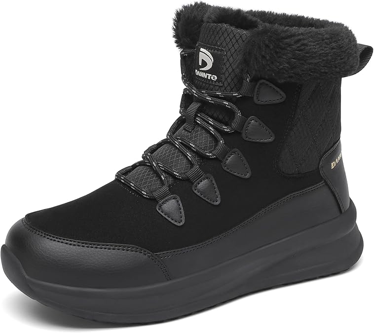 Dannto Womens Winter Snow Boots Warm Fur Lined Ankle Shoes Water Resistant Booties Non Slip Sole