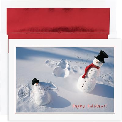 Masterpiece Studios Holiday Collection 18 Cards  18 Foil Lined Envelopes, Snowman Angels, 5.62 x 7.87 821800