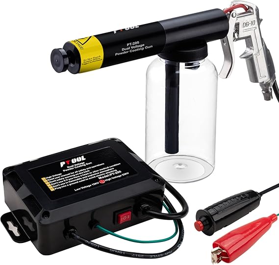Powder Coating Gun System for Metal, Hotcoat Powder Coating Kit, Dual Voltage 15KV 25KV, Model PT-200