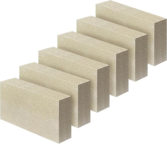 Protalwell Fire Bricks, Size 9 x 4-1/2 x 2-1/2, 6-Pack, Light Weight Insulating Fire Bricks, 2.5 Inch Thick Firebricks Replacement for Wood Stoves, Fireplaces