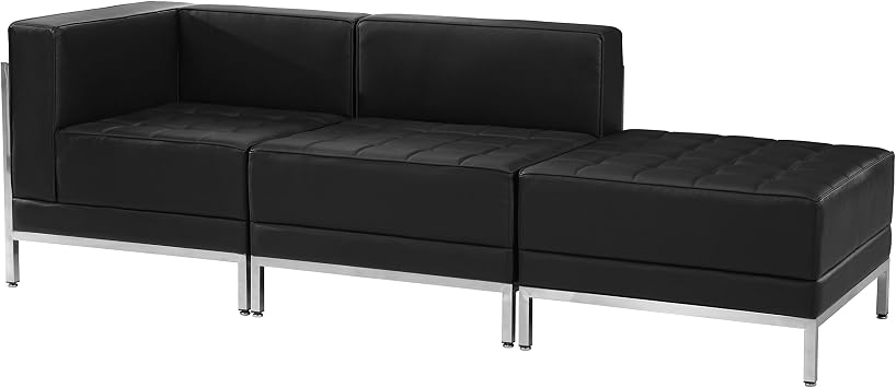 Flash Furniture HERCULES Imagination Series Black LeatherSoft 3 Piece Chair & Ottoman Set