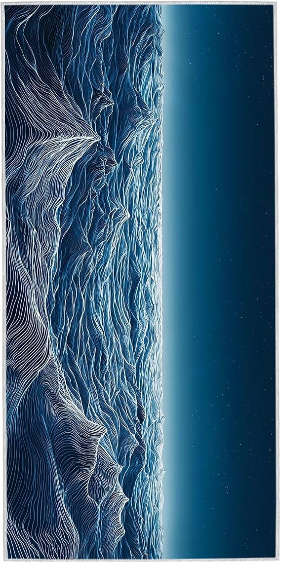 Microfiber Beach Towel, Oversized Beach Towel 32" x 64", Quick Dry, Sand Free, Absorbent, Lightweight Travel Towels, Vacation Essentials Pool Towels for Yoga Camping, Gifts for Women, (Waves) K-99