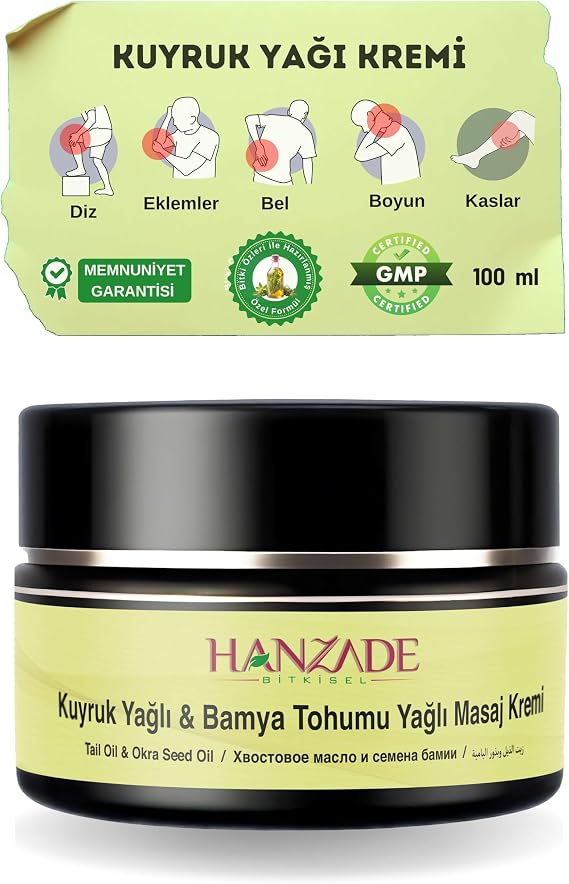 Hanzade Bitkisel Kuyruk Yağlı & Bamya Tohumu Yağlı Ağrı Masaj Kremi Kas Eklem 100 ml