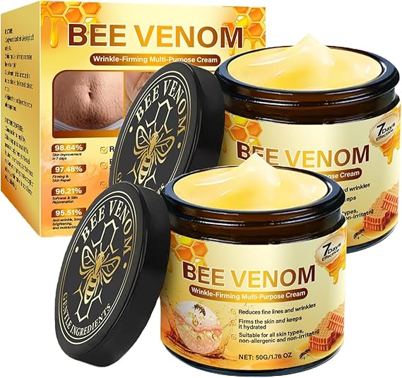 2pcs Bee Venom Wrinkle-Firming Multi-purpose Cream, Bee Venom Skin Treatment Cream, Bee Venom Skin Restoration cream Skin Repair, Deeply Reduces Wrinkles, Suitable for All Skin Types