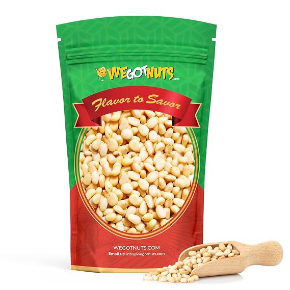 We Got Nuts - Raw Whole & Natural Pine Nuts 2 Lbs (32oz) Premium Quality Fresh Kosher Pine Nuts - Natural & Healthy Snack Great For Cooking, Pesto, Salads & More